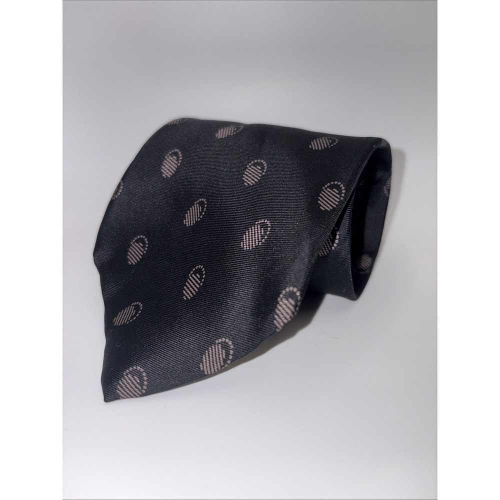 Vintage Mario Valentino Classic Men's Black Silk Tie Made In The Usa